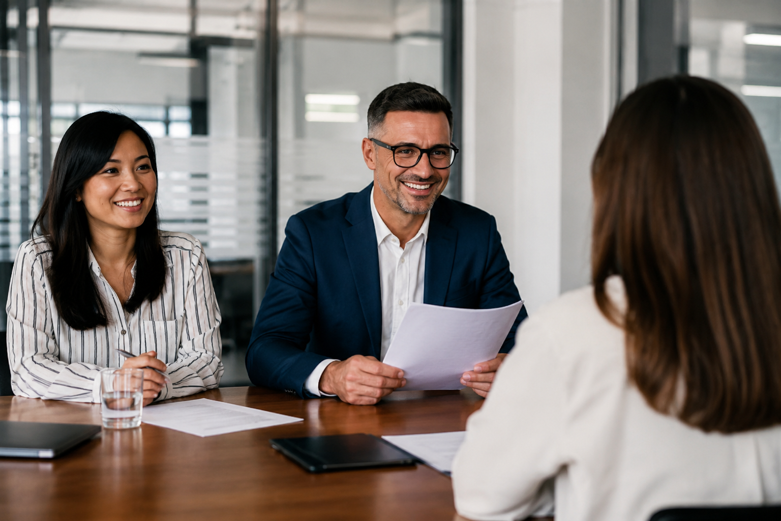 Hiring team interviewing a candidate